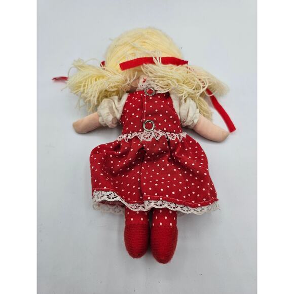 Vintage 1980s Rag Doll Yarn Hair Red Polka Dot Dress Jerry Elsner - Picture 3 of 4